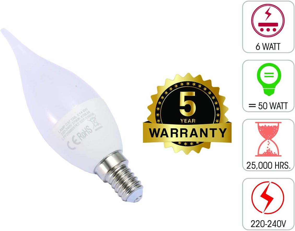 TEKLED® C37 LED Bulbs, 2700k Warm White, 6 Count (Pack of 1) - Image 4