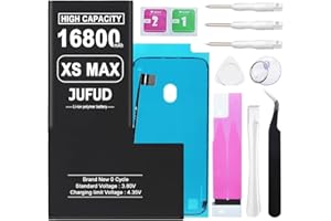 JUFUD 16800mAh Replacement Battery for iPhone Xs MAX, High-Capacity 0 Cycle Li-Polymer Battery - Compatible with Models A1921 A2101 A2102 A2104 Includes Full Repair Kit and Waterproof Adhesive