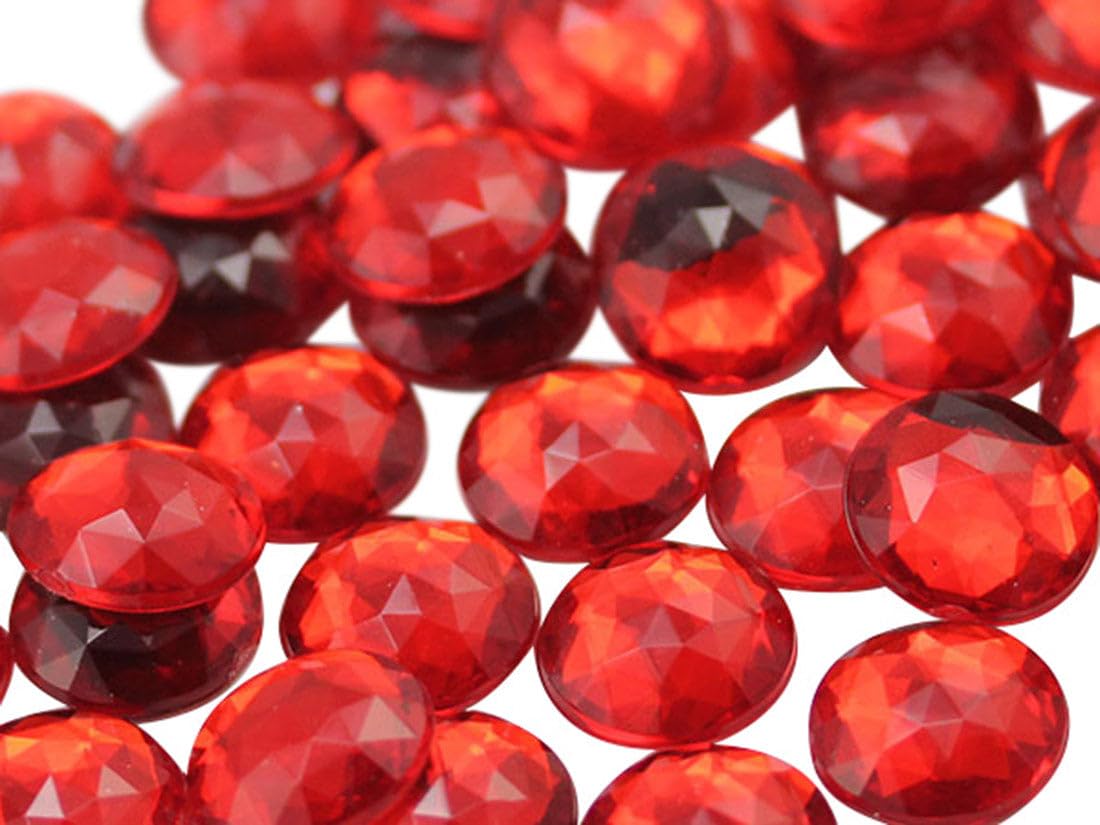 11mm Flat Back Round Acrylic Rhinestones Plastic Gems for Jewelry Making Costume Jewels Cosplay Embelishments - 75 Pieces (Red Ruby A05) — image 1