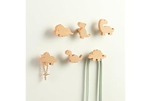 WONQEXZ Wall Hook,Child Baby Nursery Wood Wall Hook,Natural Dinosaur Coat Hooks,Wooden Hooks,Children Wall Mounted Hook,Set o