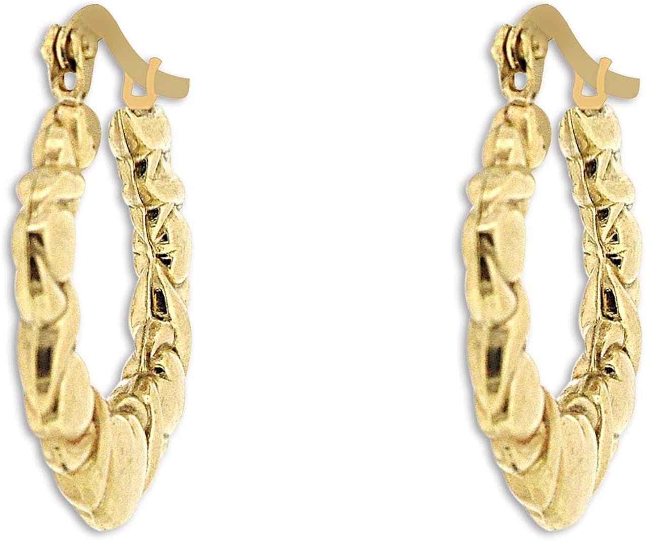 10K Yellow Gold Hugs And Kisses Hoop Earrings Jewelry