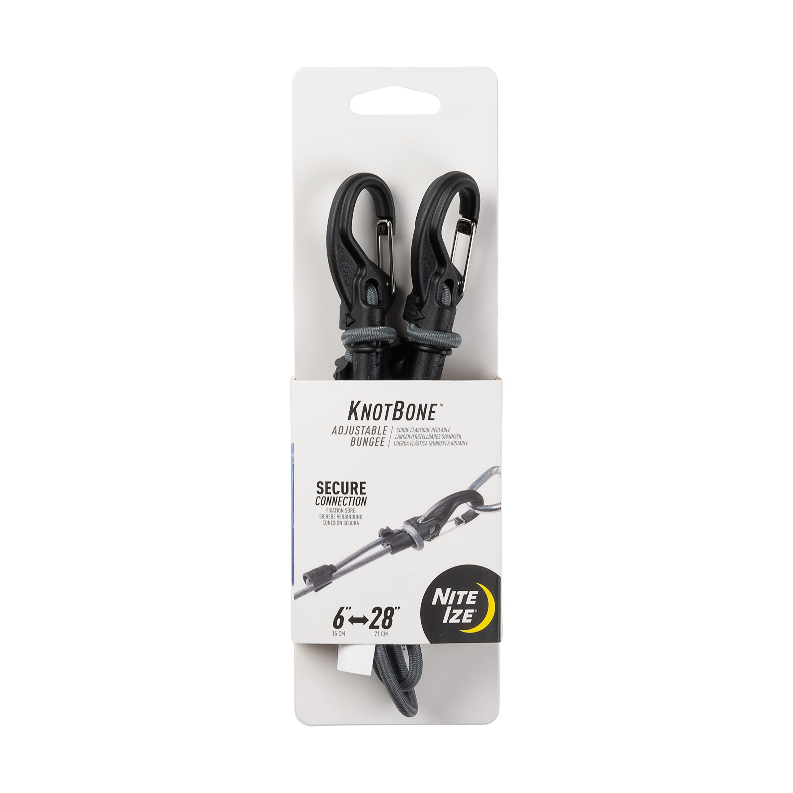 Nite Ize, Inc. KBB5-01-R3 Nite IZE KnotBone Cord with Carabiner Clip Ends + Adjustable Length 6"-28", Size #5 Bungee