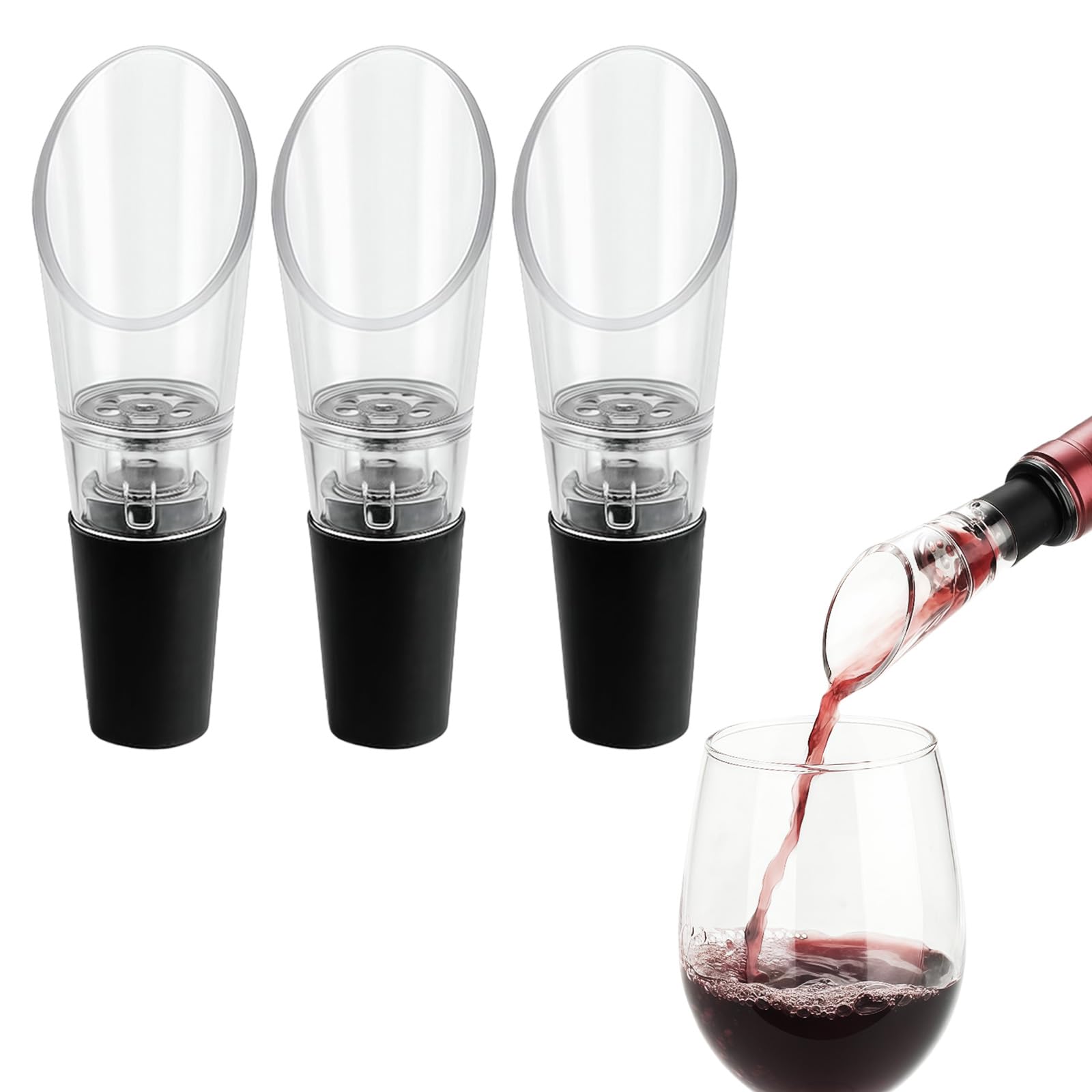 3 Pcs Acrylic Wine Aerator Pourer Spouts Easy Decanting to Enhance Flavor Reusable Wine Pour Spouts