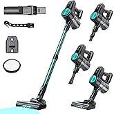 Blozor N3T Cordless Vacuum Cleaner,Wireless Stick Vacuum with 40mins Runtime,Self-Standing,Anti-Tangle Brush,Rechargeable Lightweight Vacuum Cleaner for Home,Hardwood Floor,Pet Hair, Carpet-Mint Green