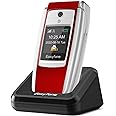 Easyfone T300 4G Unlocked Big Button Flip Cell Phone for Seniors, Clear & Loud Sound and Hearing aid Compatible, SOS Button, SIM Card Included, Big Battery with a Charging Dock, FCC Certified (Red)