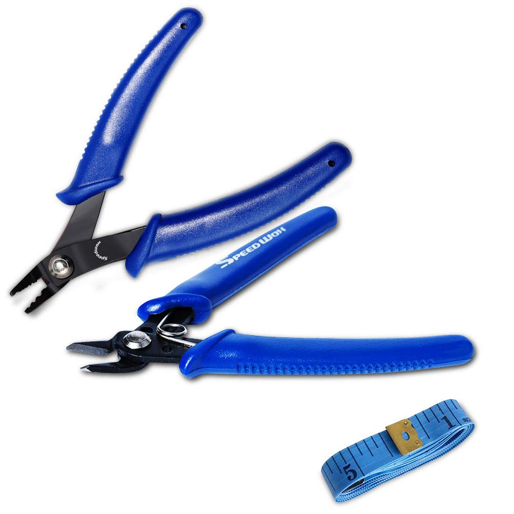SPEEDWOX Bead Crimping Pliers Flush Cut Wire Cutters Soft Tape Measure Double Scale for Jewelry Making Tool Beading Pliers Kit DIY Hobby Craft
