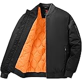 Gopune Men's Bomber Jacket Casual Fall Winter Warm Jacket Full Zip Padded Coats Outwear