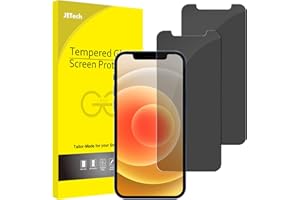 JETech Privacy Screen Protector for iPhone 12/12 Pro 6.1-Inch, Anti Spy Tempered Glass Film, 2-Pack