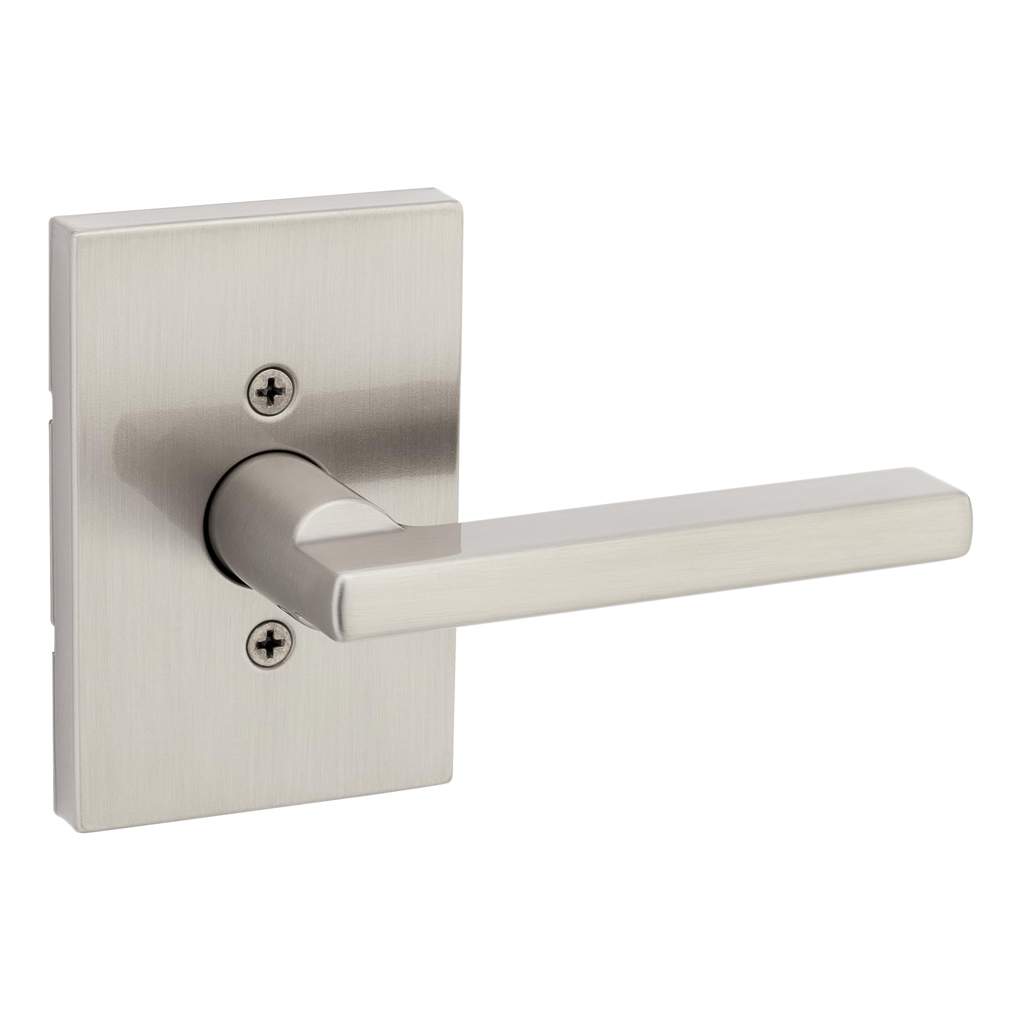 Kwikset Halifax, Door Handle Lever Nonfunctioning Dummy Lever with Microban, Rectangular Rose in Satin Nickel