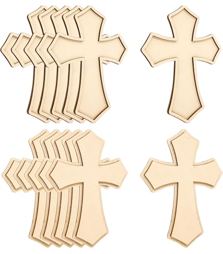 18 Unfinished Wood Crosses - 12 Inch Wooden Cross Cutouts For Crafts, DIY Decor & Painting Projects
