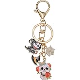 Semneroy Halloween Keychain Charms Accessories, Pumpkin Bat Spider Web Skull Key Ring for Men Women Car Bag Purse Decor