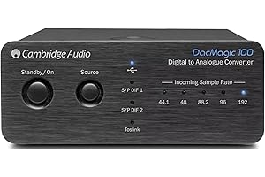 Cambridge Audio DacMagic 100 - Digital to Analogue Converter with Toslink, S/PDIF, and USB Inputs Featuring 24-bit Wolfson DAC - Black