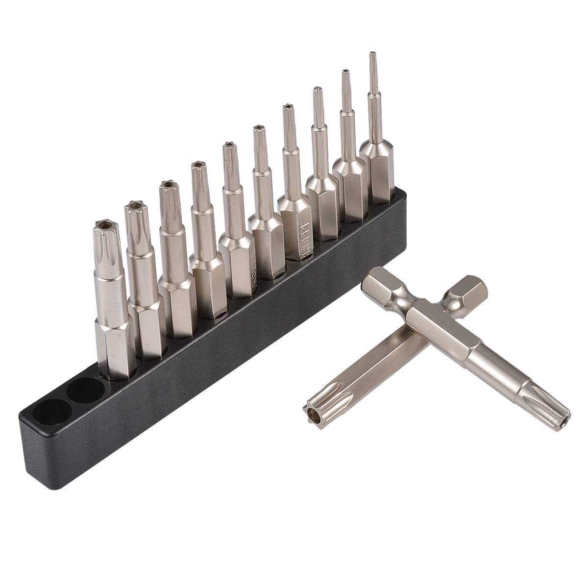 KATUR 12Pcs Hex Shank Magnetic Star Torx Security Head Screwdriver Bits Set for PC, Glasses, Mobile Phone, Laptop, Watch Repair (50mm Length)