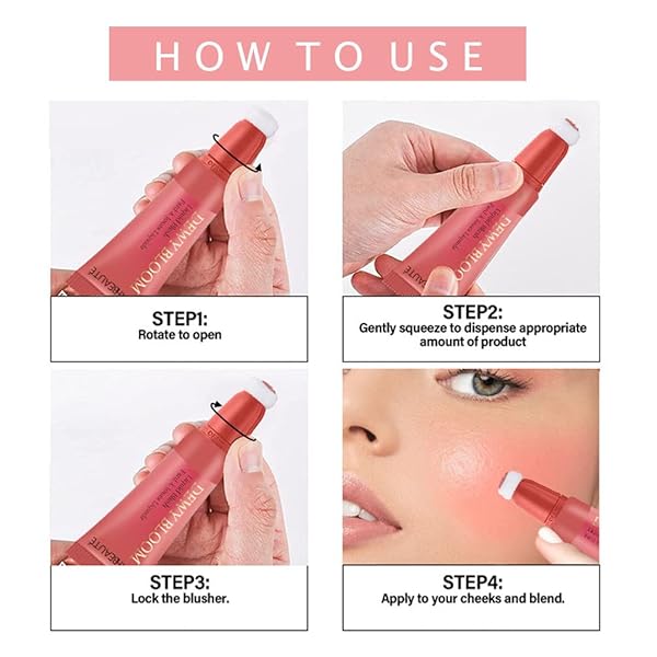 SOFT CREAM LIQUID BLUSH BEAUTY WAND, CREAMY BLUSH MAKEUP FOR CHEEKS WITH CUSHION APPLICATOR, NATURAL-LOOKING CHEEK TINT BLUSH DEWY FINISH,BLENDS PERFECTLY ONTO SKIN,LONG-WEARING (105 ARDOUR)