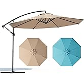 MAKE CHANGES 10FT Patio Umbrella, Cantilever Outdoor Umbrella with 360&deg; Rotation &amp; Tilt Adjustment, Offset Patio Umbrella with UV-Resistant Waterproof Canopy for Backyard, Pool, Garden, Khaki