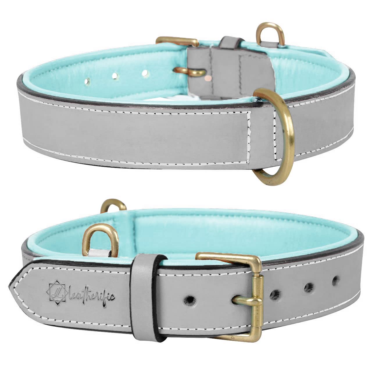 Leatherific - Genuine Leather Dog Collar | Epitome Series | Soft, Cushion Padding, Handmade | Pastel Color | Best for Small, Medium, Large, Extra Large Breeds
