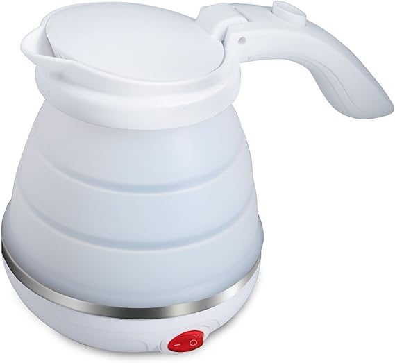 Electric Travel Kettle,0.5 Liter Mini Collapsible Water Kettle for Traveling with Dual Voltage