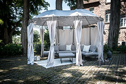 greemotion 128802 Nancy grau-Gartenpavillon 3x4 m-Event rund aus Metall-Gartenzelt wasserdicht & UV Schutz 50-Luxus… – Bild 5