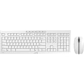 CHERRY Stream Desktop Recharge, Wireless Keyboard &amp; Mouse Combo, 2.4 GHz Connection, Quiet Keys, Slim Design, Comfortable Writing, Rechargeable, White-Gray