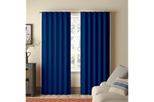 Homi Drapes Double Pinch Pleated Blackout Curtains Thermal Insulated Room Darkening Drapes for Bedroom/Livingroom Along with 2 Panels W(26"+26"),Tiebacks,Hooks (Royal Blue, 52"x108")