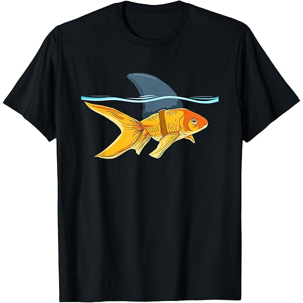Amazon.com: Goldfish with Shark Fin Cartoon T-Shirt : Clothing