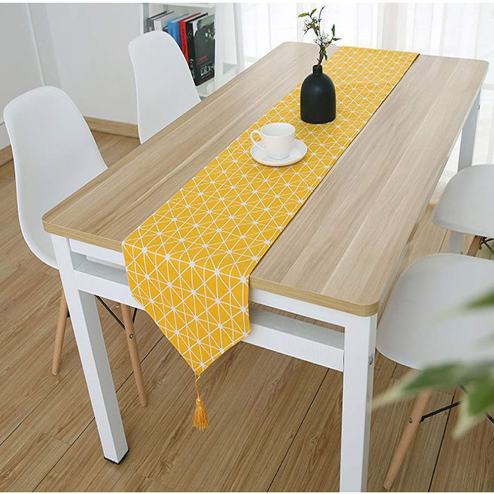 Bestenrose Table Runner Home Tablecover Decorative 2 sides Cotton Linen Classic Table Bedding Mat Dining Room Party Holiday Decoration (Yellow, 12" x 70“(32 * 180cm))