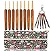 Bamboo & Aluminum Crochet Hooks Knitting Needles Ergonomic Bonus Mini Keychain Crochet Hook in Case,Best Gift
