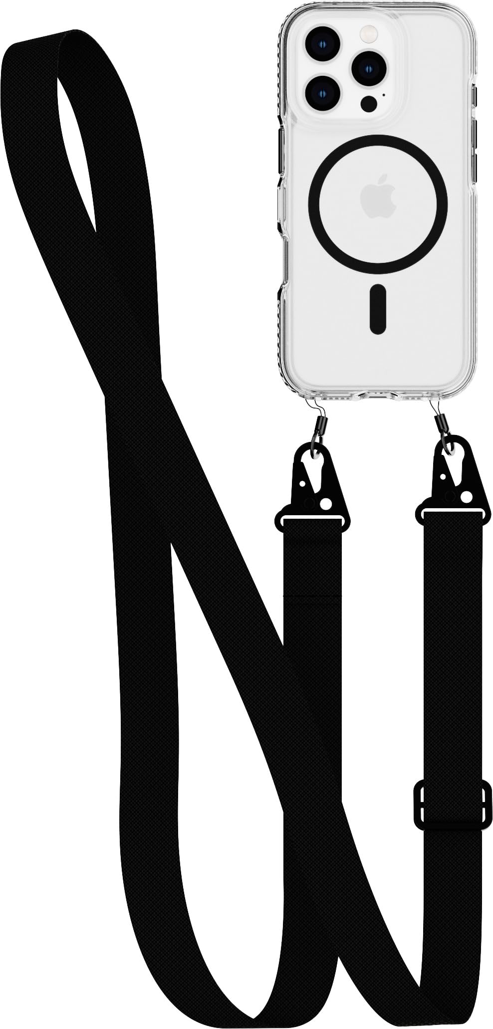 Tech21 EvoCrystal w/Crossbody for iPhone 16 Pro Compatible with MagSafe - Impact Protection Case 15x Military Standard Tested - With CrossBody Lanyard -in Black