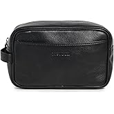 Les Deux Men's Faux Leather Wash Bag, Black/Black, One Size