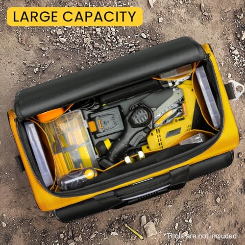 LBOYLOVE® Tool Bag, 20-inch Tool Organisers, 600 Denier Large Tool Bag for Home DIY & Equipment Storage, Yellow and Black (50cm/20inch)