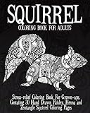 Squirrel Coloring Book For Adults: Stress relief Coloring Book For Grown ups, Containing 30 Hand Drawn Paisley, Henna and Zentangle Squirrel Coloring Pages (Rodent Coloring Book) (Volume 2) by 