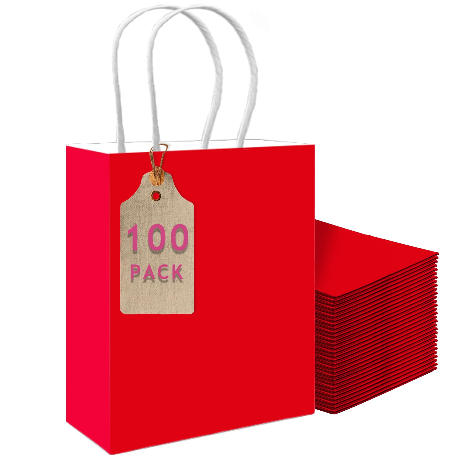 Photo 1 of ** ONLY 10** qiqee  Gift Bag with Handles Bulk Red Paper Bags Multiple Uses (11"x5"x8"inch Medium Size)