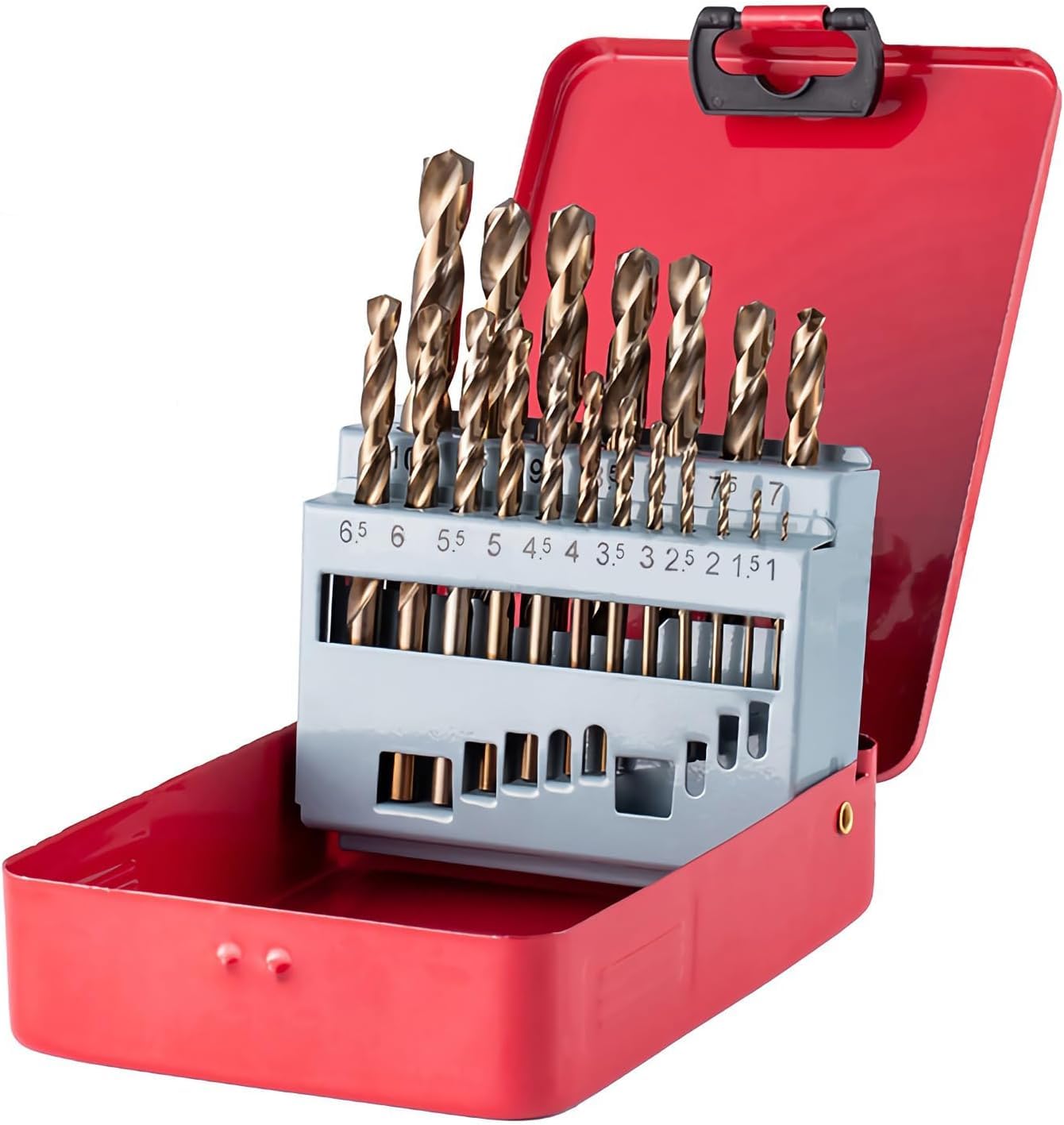 Hymnorq 19-Piece M35 Cobalt Steel Drill Bit Set in Tough Indexed Case, Metric Sizes 1mm to 10mm, Dual Twist Flute, 135° Split Point, Chamfered Straight Shank, Ideal for Drilling Metals