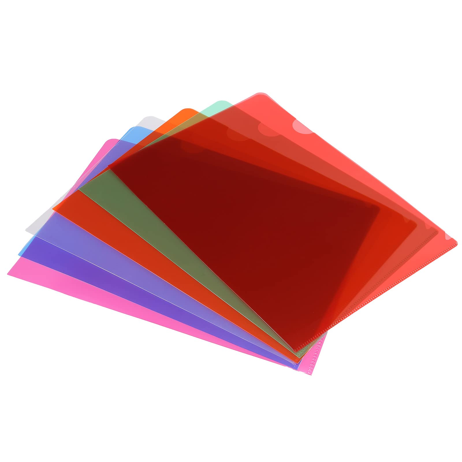 PATIKIL L Type Folders 24 Pack A4 Plastic File Project Pockets Clear Paper Document Jacket Sleeve for Office, Multicolor