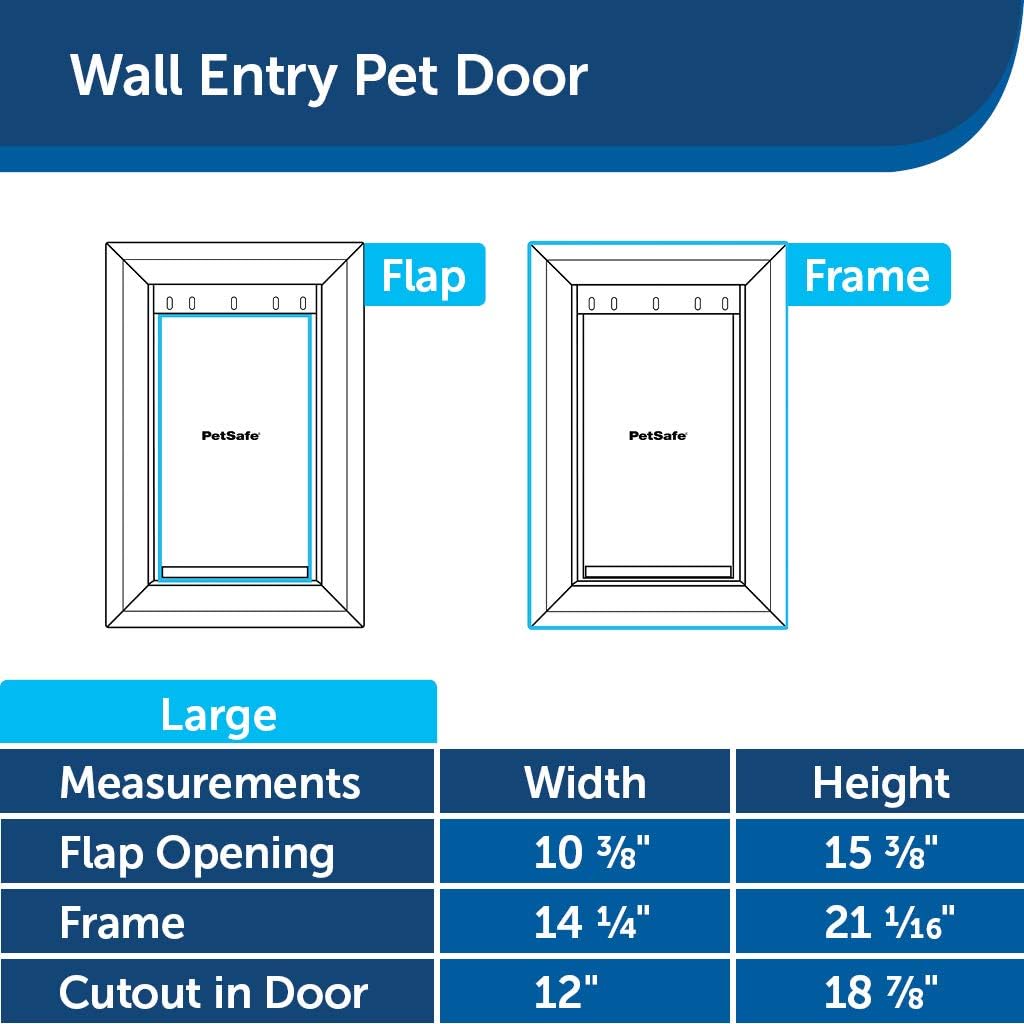 PetSafe Wall Entry Pet Door with Telescoping Tunnel, Large, for Pets Up to 100 Lb., White, Made in the USA : Pet Supplies