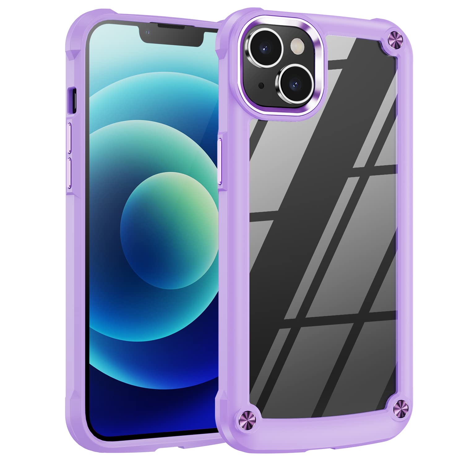 TECHGEAR iPhone 14 Tough Case [Fusion Armour] Premium Hybrid Tough Rugged Protective Bumper Case Heavy Duty Protection with Clear Back Designed For iPhone 14 6.1" - Purple