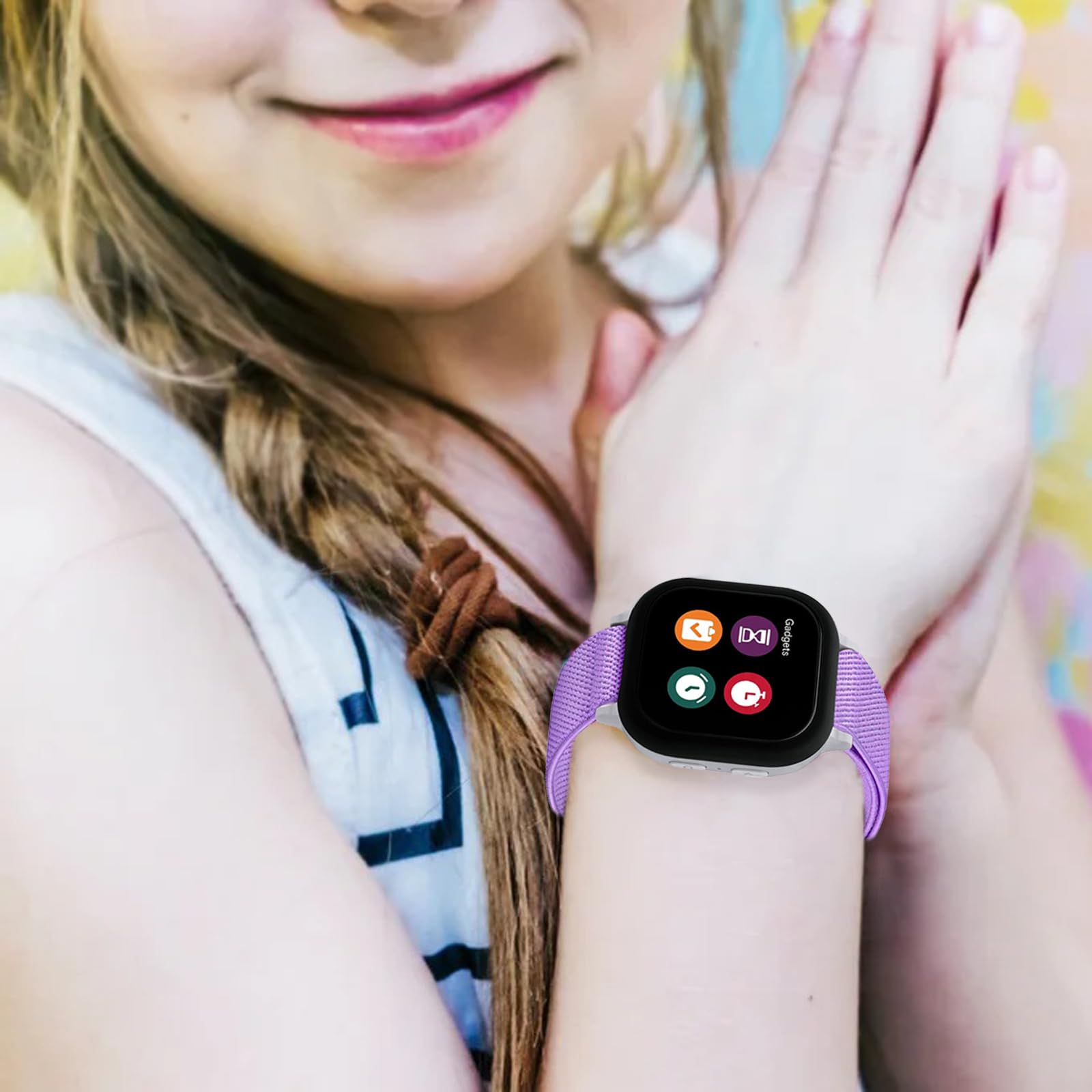 2 Pack Stretchy Nylon Band Compatible with Gizmo Watch 3 2 1/Gabb Watch 3 2 1/SyncUP/Cosmo JrTrack Band Soft Elastic Strap with Adjustable Buckle