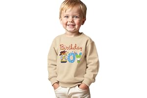 GLIGLITTR Birthday Boy Shirt Cartoon Graphic Birthday Sweatshirt Toddler Baby Boys Bday Party Outfit Long Sleeve Pullover Top
