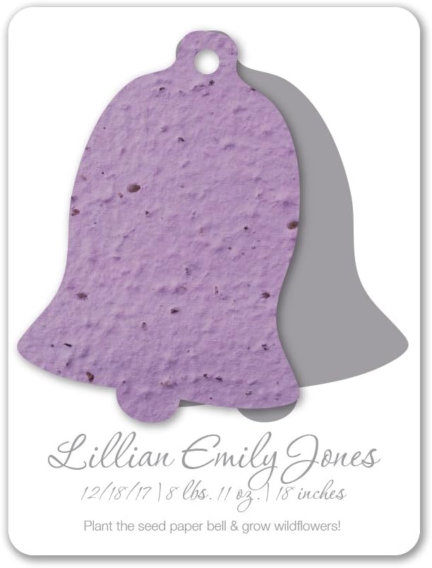 Bloomin Plantable Bell Birth Announcement Favor with Seed Paper - Lavender {25 Card Set}