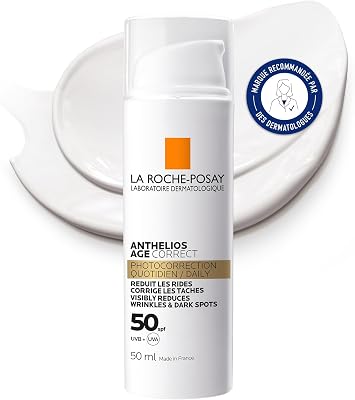 - Anthelios Age Correct - Crème Solaire Spf 50 - Soin Visage Anti-rides et Anti-taches Sans Parfum - Enrichi en Acide Hyaluronique - Haute Protection Solaire Contre les UVA/UVB