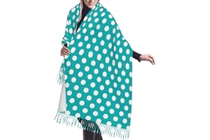 Nevjipu Travel Scarf for Women Airplane - Teal Polka Dot Print Fall Winter Large Blanket Shawl Wraps for Women