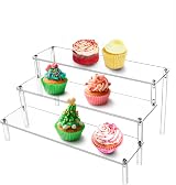 QWORK 2 Pack 3 Tier Clear Acrylic Display Stand 30x21x15cm 4mm Thickened view 5