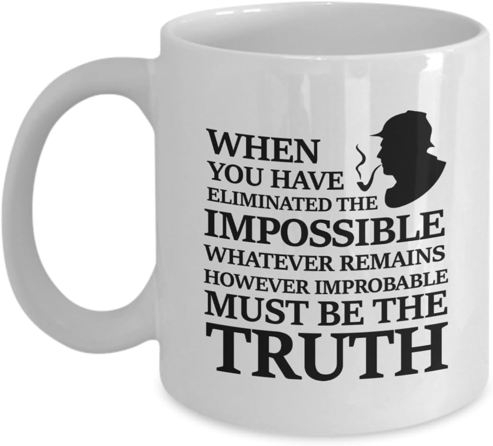 Sherlock Holmes Coffee Mug, White, 11 oz - Unique Gifts By huMUGous