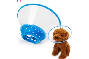 ANDIKER Pet Cone Recovery Dog Cone Adjustable Dog Collar Clear Padded Collar with Breathable Soft Edge, Plastic Puppy Cone Protect The Neck Surgery Recovery, Designed for Cats and Puppies (Small, Blue)