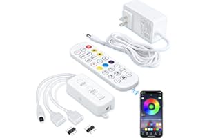 LED Remote Replacement with Controller, Bluetooth RGB LED Controller Set with APP/Music Sync Only Compatible with 12V 10mm RG