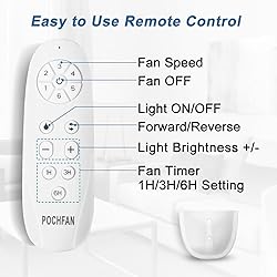 POCHFAN 52 Inch Brushed Nickel Ceiling Fans with