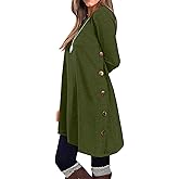 KORSIS Dresses for Women Long Sleeve Crew Neck Casual Button Loose Fitting Sweater Fall Winter Tunic Dress with Legging S-2XL