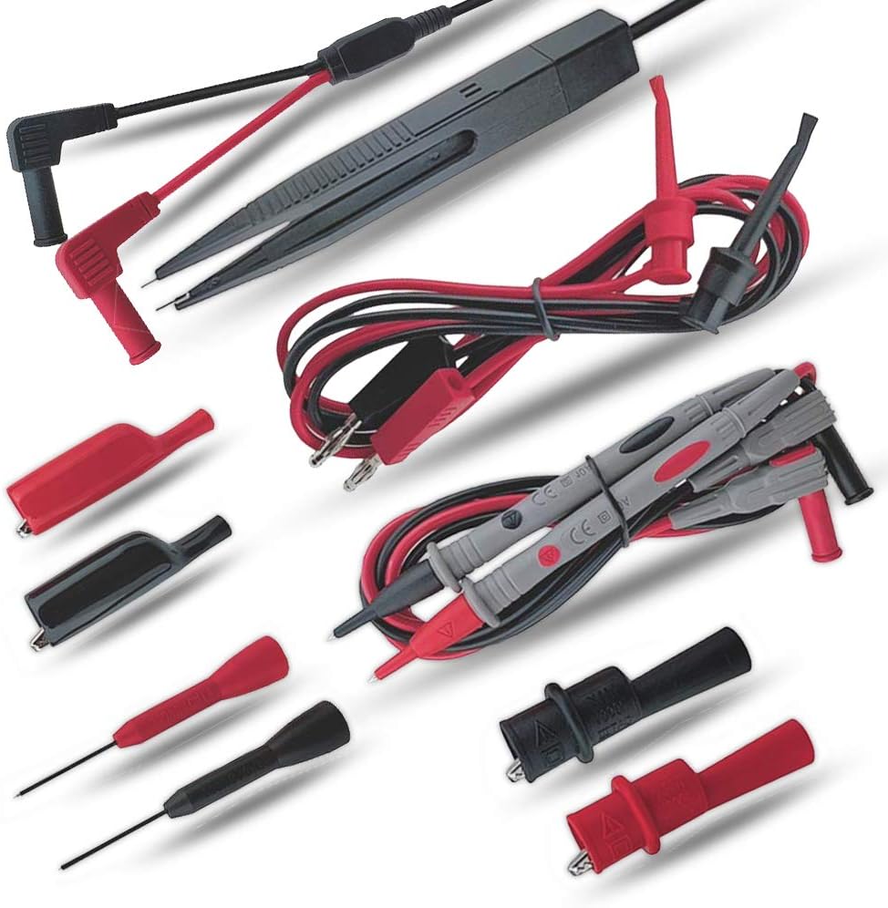 TKDMR Electrical Multimeter Test Leads Set with Alligator Clips Test Hook Test Pins Test Probes Lead Professional Kit 1000V 10A CAT.II Set of 12.
