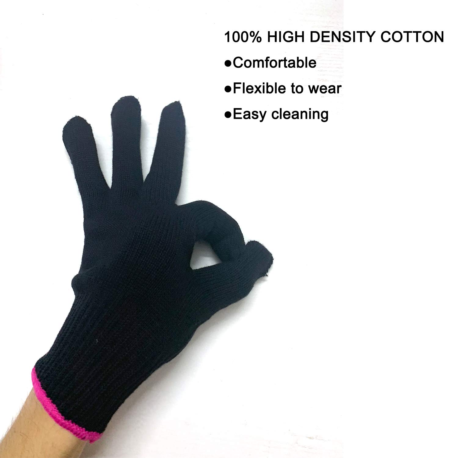 Lessmon Professional Heat Resistant Glove for Hair Styling Heat Blocking for Curling, Flat Iron and Curling Wand Suitable for Left and Right Hands, 1 Piece, Pink Edge: Health & Personal Care