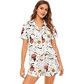 Mynineco Halloween Pajamas Set for Women Teen Girls